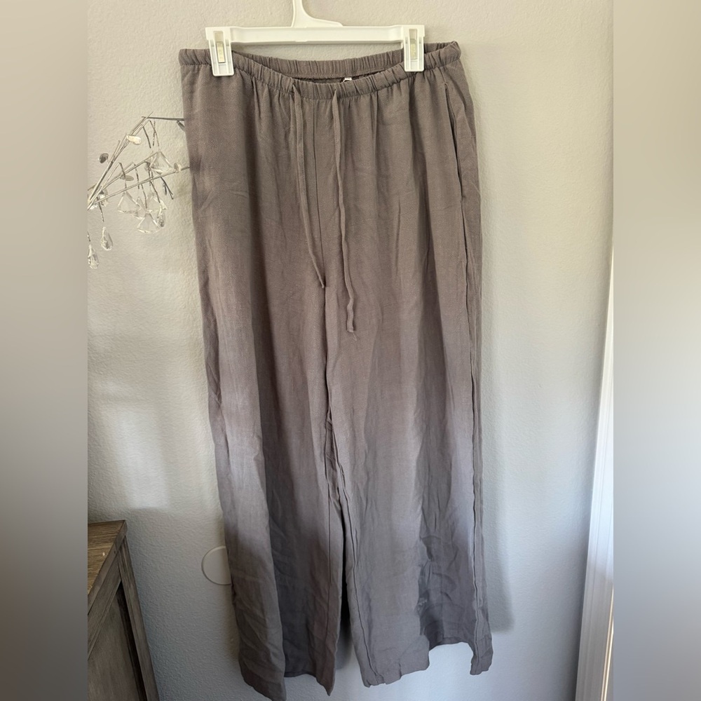 Linen & Cotton Wide-Leg Pants. Grey. NWT. Size XL - Picture 4 of 4